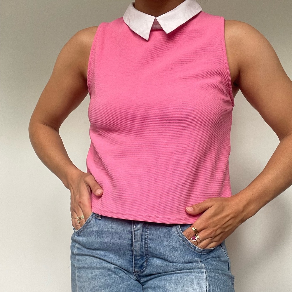 Pink tank top with collat from Zara